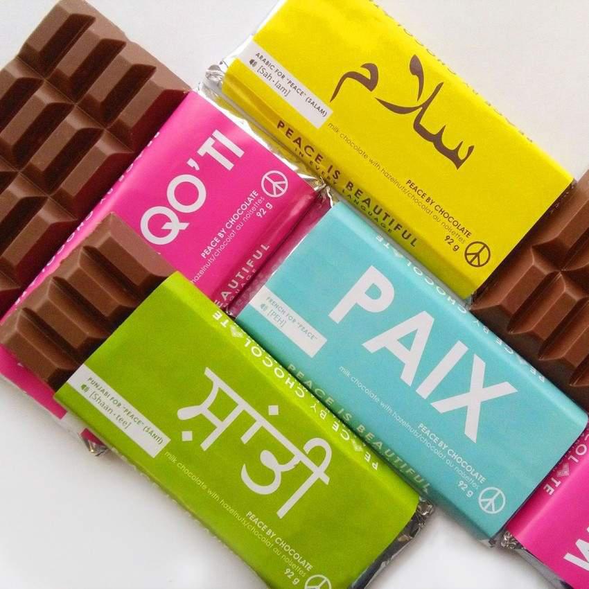 image of an assortment of Peace by Chocolate chocolate bars